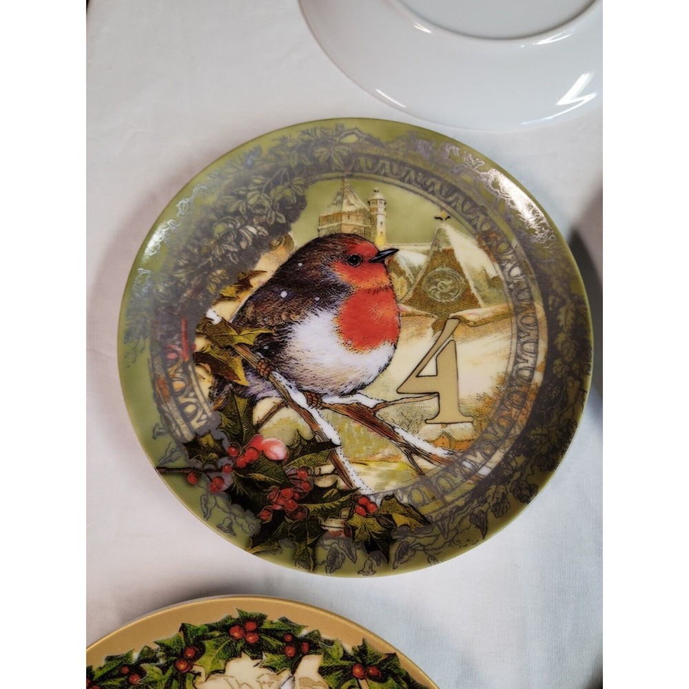 Pottery Barn- 12 Days Of Christmas Dessert Plate, 7 Inch- 4 Calling Birds, Day 4